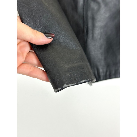 Vintage 90s Lambskin Leather skirt womens 4 black Above Knee preppy croft barrow - Picture 5 of 9